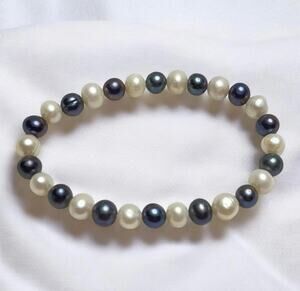 Vintage Multi-Color Tahitian & White Freshwater Pearl Stretch Bracelet